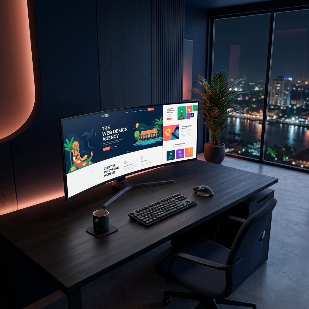 Modern web design workspace at DevAxis Kochi